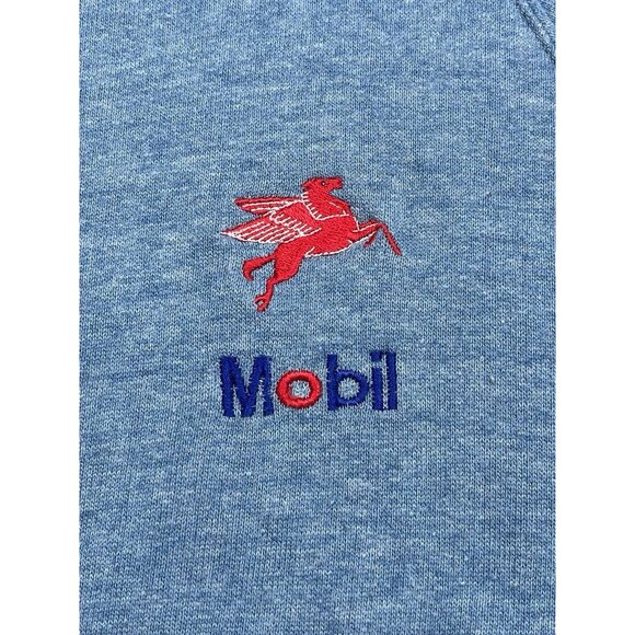 VTG Adult XS/S Mobil Gas Fleece International Blue L/S Pullover SWEATSHIRT EUC - Picture 3 of 8